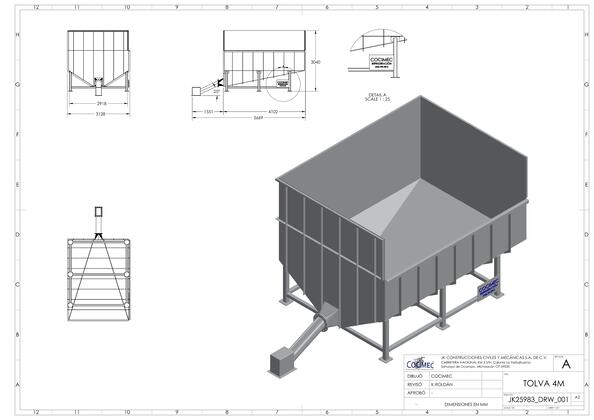 Vista previa de tolva industrial plano proyecto